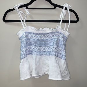 White and blue top